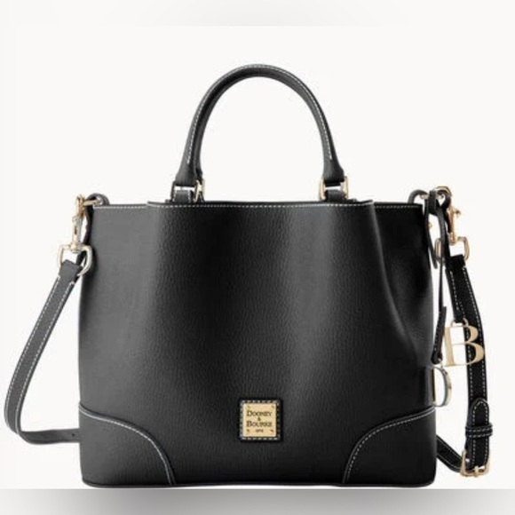 DOONEY & BOURKE SORRENTO BARLOW LEATHER HANDBAG BLACK PLUS DUST BAG NWT - Picture 1 of 12